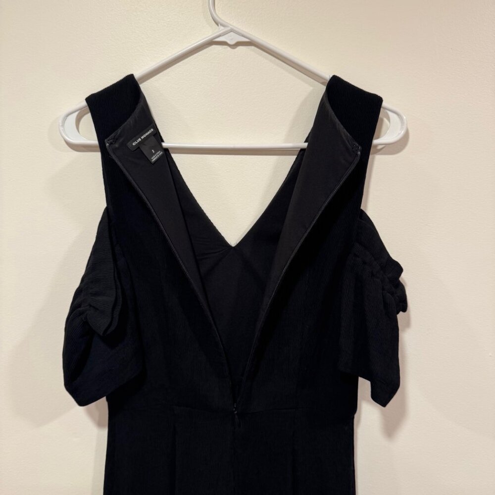 Club Monaco Sabellah Black Ribbed Cold Shoulder Jumpsuit - Picture 6 of 8